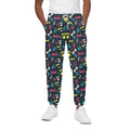 Colorful Paw And Bone Pattern Print Cotton Sweatpants