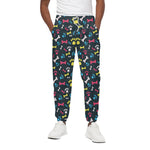 Colorful Paw And Bone Pattern Print Cotton Pants