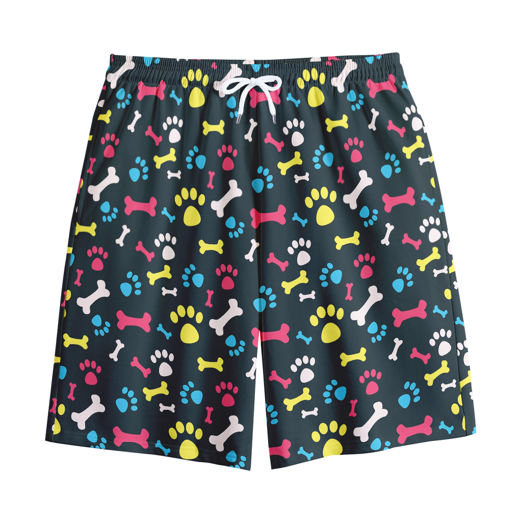 Colorful Paw And Bone Pattern Print Cotton Shorts