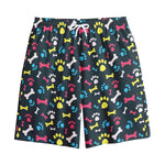Colorful Paw And Bone Pattern Print Cotton Shorts