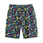 Colorful Paw And Bone Pattern Print Cotton Shorts