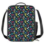 Colorful Paw And Bone Pattern Print Crossbody Lunch Bag