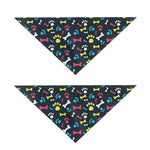 Colorful Paw And Bone Pattern Print Dog Bandana