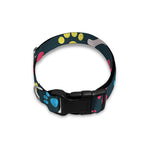 Colorful Paw And Bone Pattern Print Dog Collar