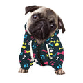 Colorful Paw And Bone Pattern Print Dog Zip Up Hoodie