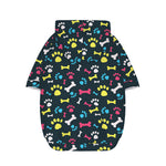 Colorful Paw And Bone Pattern Print Dog Zip Up Hoodie