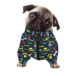 Colorful Paw And Bone Pattern Print Dog Zip Up Jacket