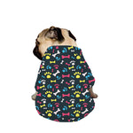 Colorful Paw And Bone Pattern Print Dog Zip Up Jacket
