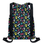 Colorful Paw And Bone Pattern Print Drawstring Backpack