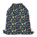 Colorful Paw And Bone Pattern Print Drawstring Bag
