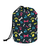 Colorful Paw And Bone Pattern Print Drawstring Makeup Bag
