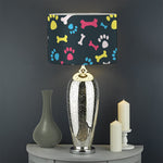 Colorful Paw And Bone Pattern Print Drum Lamp Shade