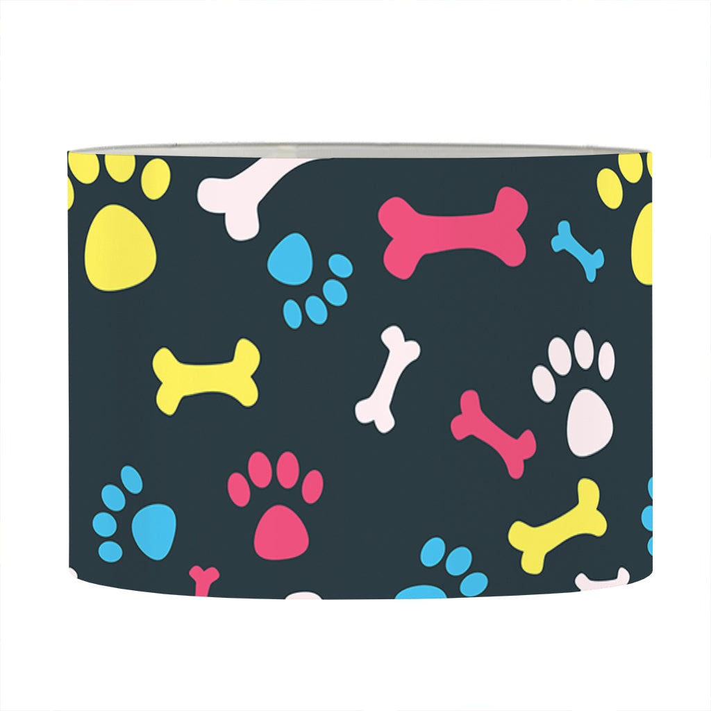 Colorful Paw And Bone Pattern Print Drum Lamp Shade