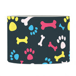 Colorful Paw And Bone Pattern Print Drum Lamp Shade