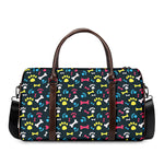Colorful Paw And Bone Pattern Print Duffle Bag