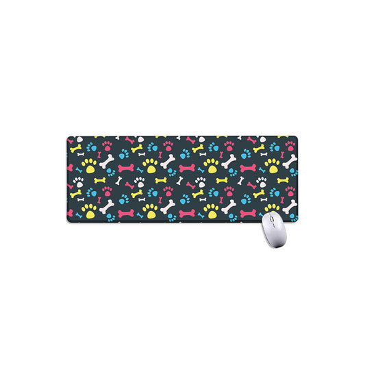 Colorful Paw And Bone Pattern Print Extended Mouse Pad