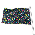 Colorful Paw And Bone Pattern Print Flag