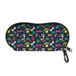 Colorful Paw And Bone Pattern Print Glasses Case