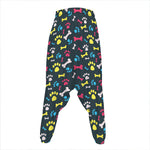 Colorful Paw And Bone Pattern Print Hammer Pants