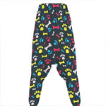 Colorful Paw And Bone Pattern Print Hammer Pants