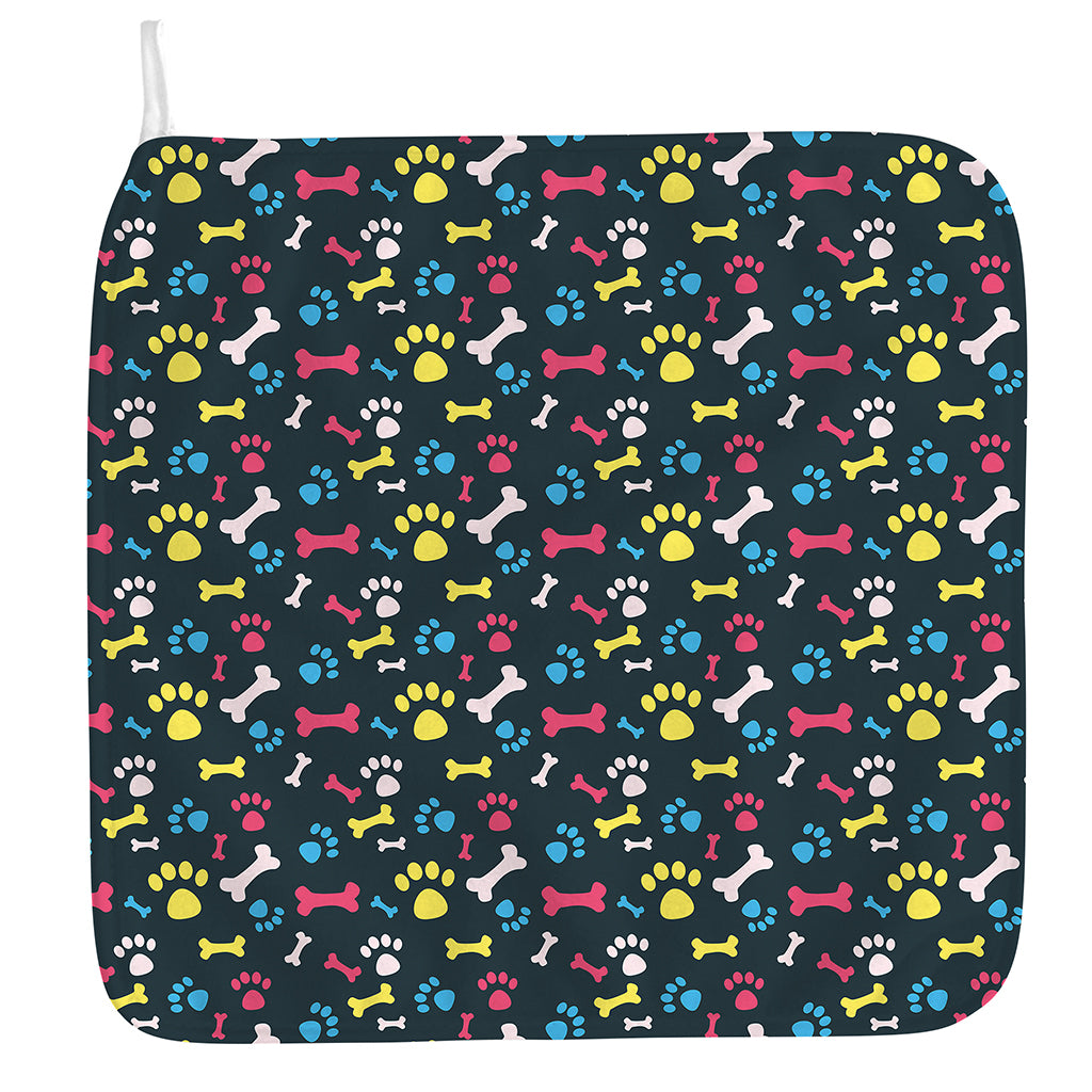 Colorful Paw And Bone Pattern Print Hand Towel