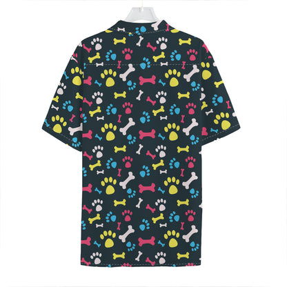 Colorful Paw And Bone Pattern Print Hawaiian Shirt