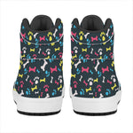 Colorful Paw And Bone Pattern Print High Top Leather Sneakers