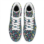 Colorful Paw And Bone Pattern Print High Top Leather Sneakers