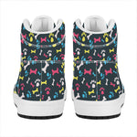 Colorful Paw And Bone Pattern Print High Top Leather Sneakers
