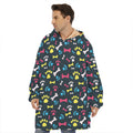 Colorful Paw And Bone Pattern Print Hoodie Blanket