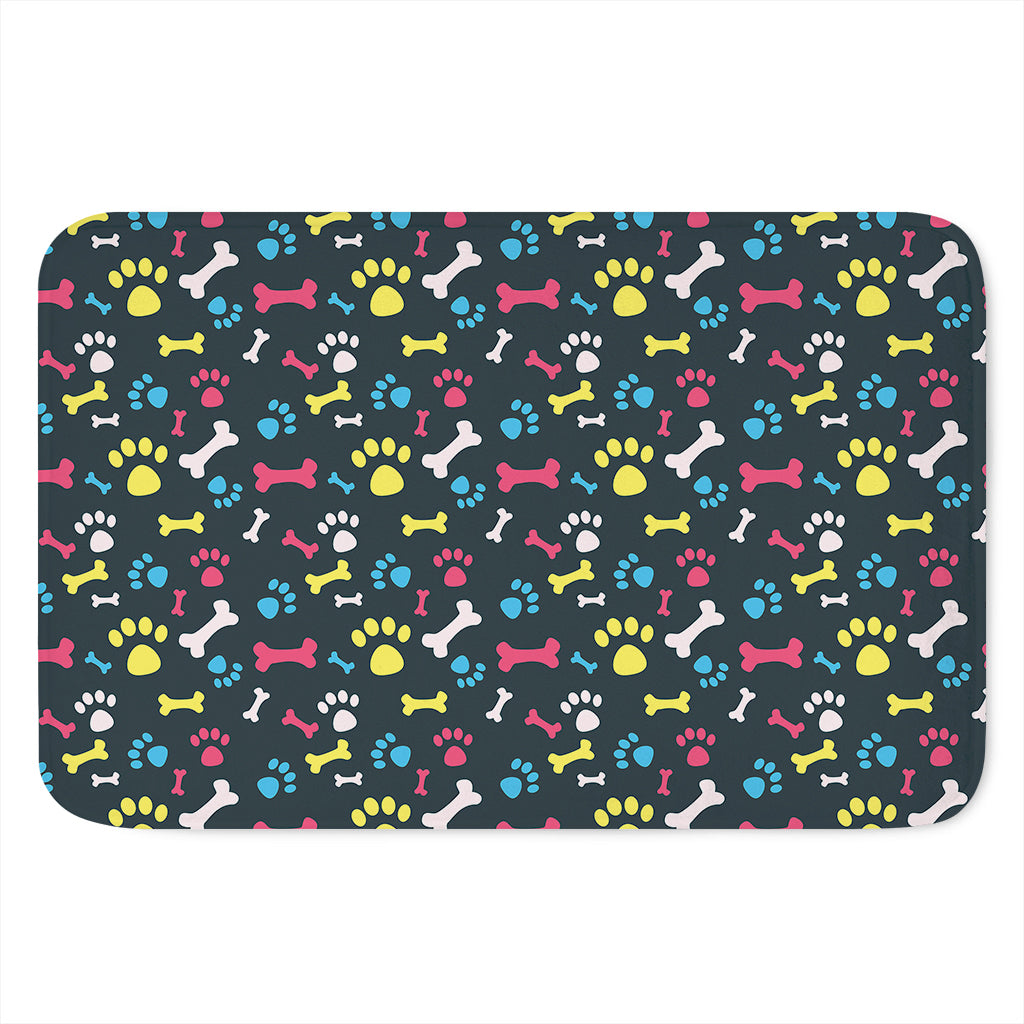 Colorful Paw And Bone Pattern Print Indoor Door Mat