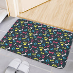 Colorful Paw And Bone Pattern Print Indoor Door Mat