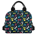 Colorful Paw And Bone Pattern Print Insulated Lunch Bag