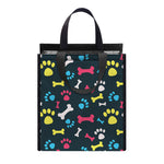 Colorful Paw And Bone Pattern Print Insulated Lunch Tote