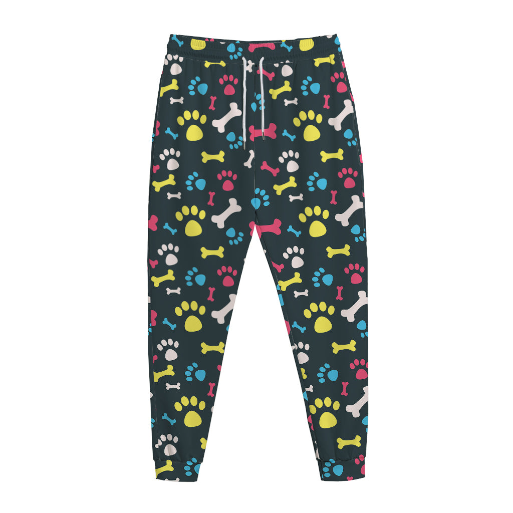 Colorful Paw And Bone Pattern Print Jogger Pants