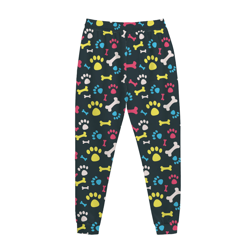 Colorful Paw And Bone Pattern Print Jogger Pants