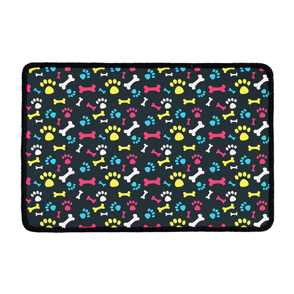 Colorful Paw And Bone Pattern Print Kitchen Mat