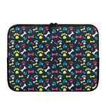 Colorful Paw And Bone Pattern Print Laptop Sleeve