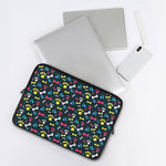 Colorful Paw And Bone Pattern Print Laptop Sleeve