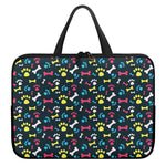 Colorful Paw And Bone Pattern Print Laptop Sleeve With Handle