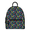 Colorful Paw And Bone Pattern Print Leather Backpack