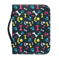 Colorful Paw And Bone Pattern Print Leather Bible Cover