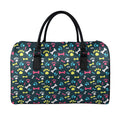Colorful Paw And Bone Pattern Print Leather Duffel Bag