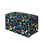 Colorful Paw And Bone Pattern Print Leather Tissue Box Cover