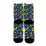 Colorful Paw And Bone Pattern Print Long Socks