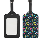 Colorful Paw And Bone Pattern Print Luggage Tag