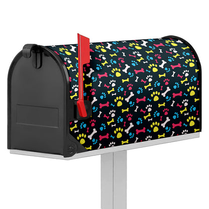 Colorful Paw And Bone Pattern Print Mailbox Cover