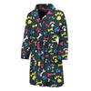 Colorful Paw And Bone Pattern Print Men's Bathrobe