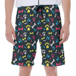 Colorful Paw And Bone Pattern Print Men's Beach Shorts