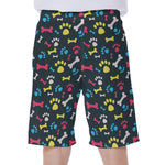 Colorful Paw And Bone Pattern Print Men's Beach Shorts